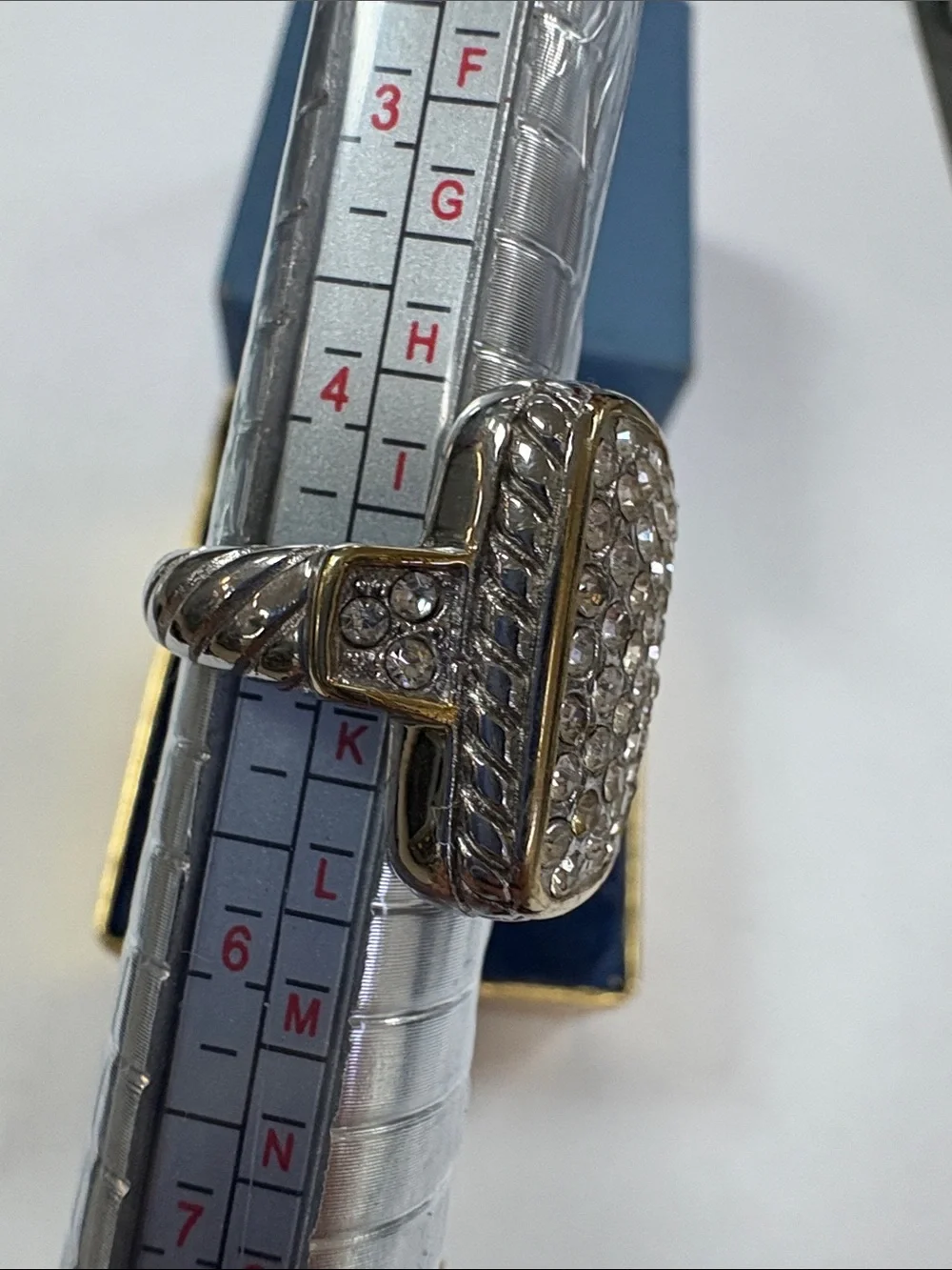 Avon Gold-Tone Pave Crystal Ring with Clear Stones